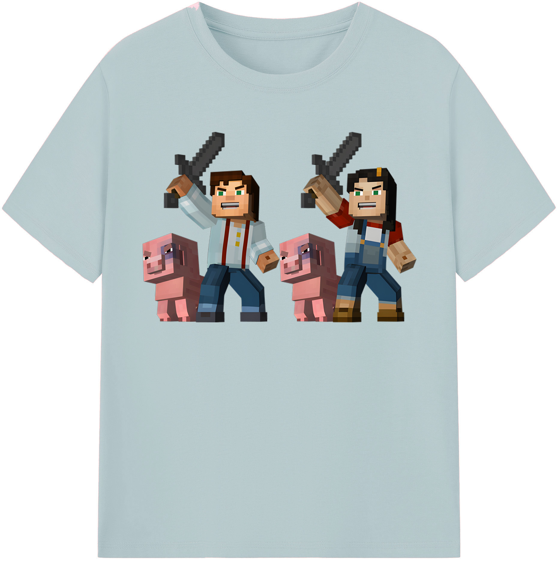 （画像用） マインクラフト ブロックの世界 Minecraft MC Block world 綿100％半袖Tシャツ（フロントプリント）